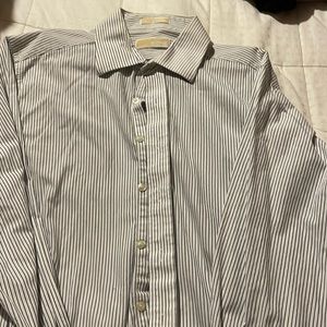 Michael Kors long sleeve men’s dress shirt 17 34/35 blue and white